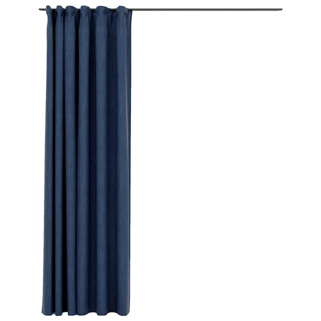 mørklægningsgardin med kroge hør-look 290x245 cm blå