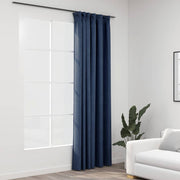 mørklægningsgardin med kroge hør-look 290x245 cm blå