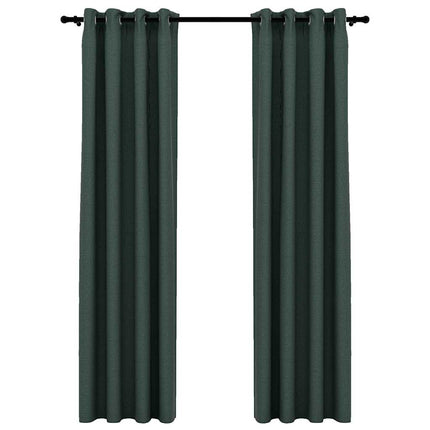 mørklægningsgardiner med øjer 2 stk. hør-look 140x225 cm grøn