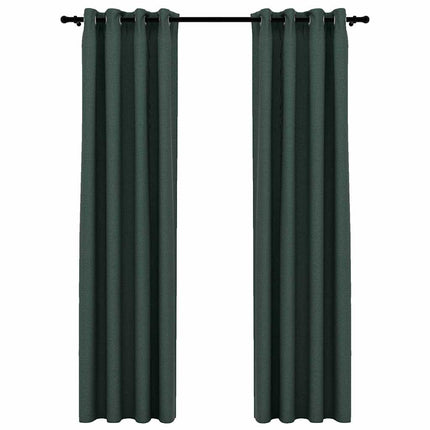 mørklægningsgardiner med øjer 2 stk. hør-look 140x245 cm grøn