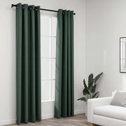 mørklægningsgardiner med øjer 2 stk. hør-look 140x245 cm grøn