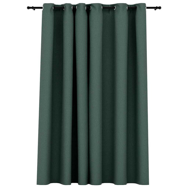 mørklægningsgardin med øjer 290x245 cm hør-look grøn