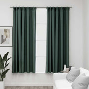 mørklægningsgardiner med kroge 2 stk. hør-look 140x175 cm grøn