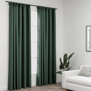 mørklægningsgardiner med kroge 2 stk. hør-look 140x225 cm grøn
