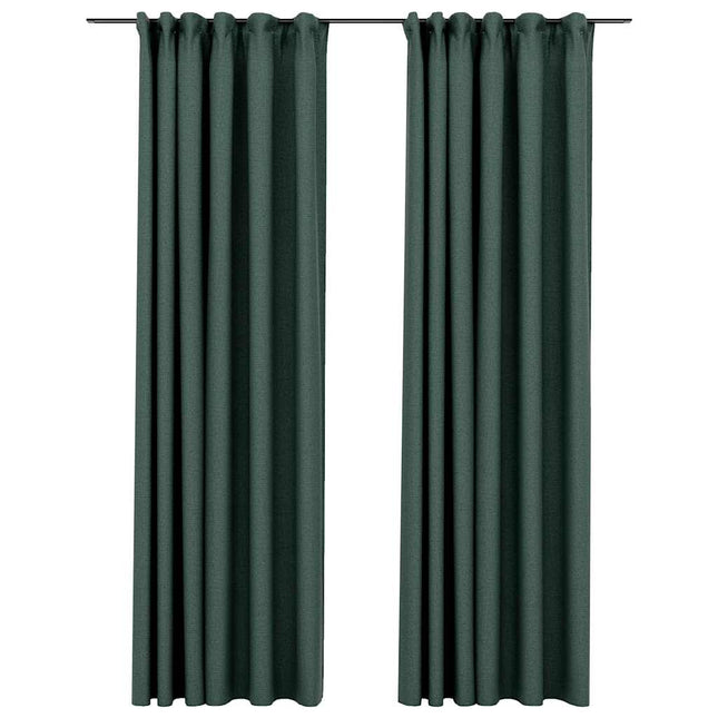 mørklægningsgardiner med kroge 2 stk. hør-look 140x245 cm grøn