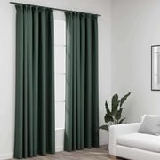 mørklægningsgardiner med kroge 2 stk. hør-look 140x245 cm grøn