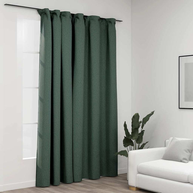 mørklægningsgardin med kroge hør-look 290x245 cm grøn