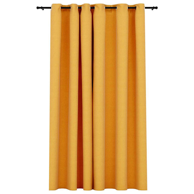 mørklægningsgardin med øjer 290x245 cm hør-look gul