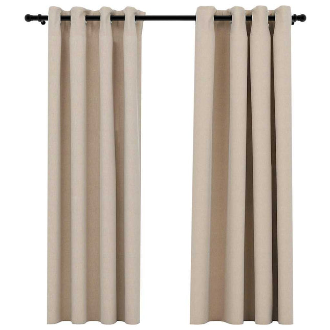mørklægningsgardiner med øjer 2 stk. hør-look 140x175 cm beige