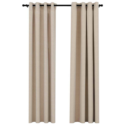 mørklægningsgardiner med øjer 2 stk. hør-look 140x225 cm beige
