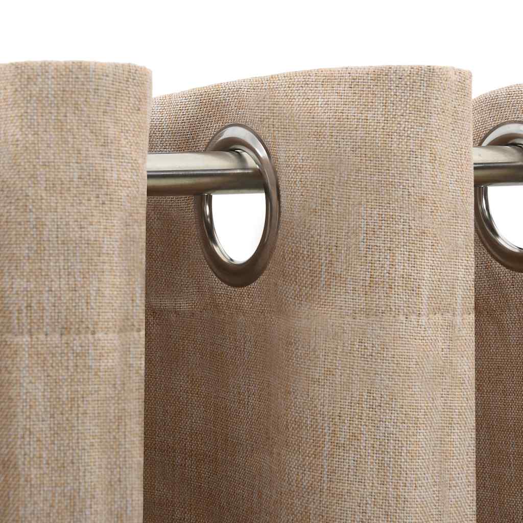 mørklægningsgardiner med øjer 2 stk. hør-look 140x225 cm beige