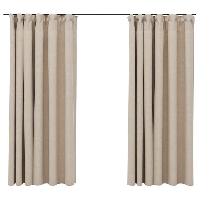 mørklægningsgardiner med kroge 2 stk. hør-look 140x175 cm beige