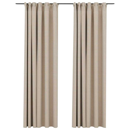 mørklægningsgardiner med kroge 2 stk. hør-look 140x225 cm beige