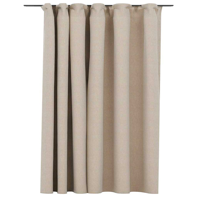 mørklægningsgardin med kroge hør-look 290x245 cm beige