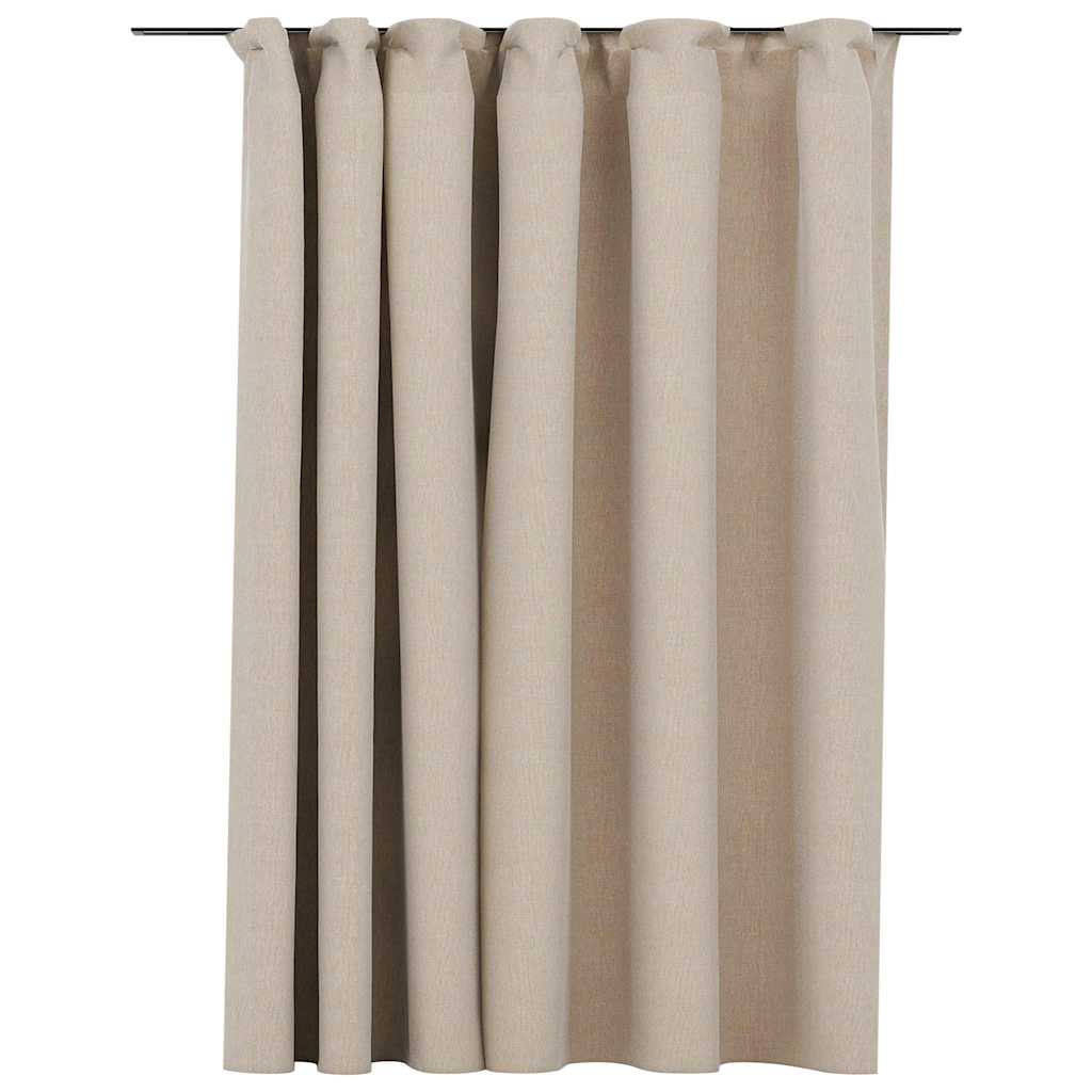 mørklægningsgardin med kroge hør-look 290x245 cm beige