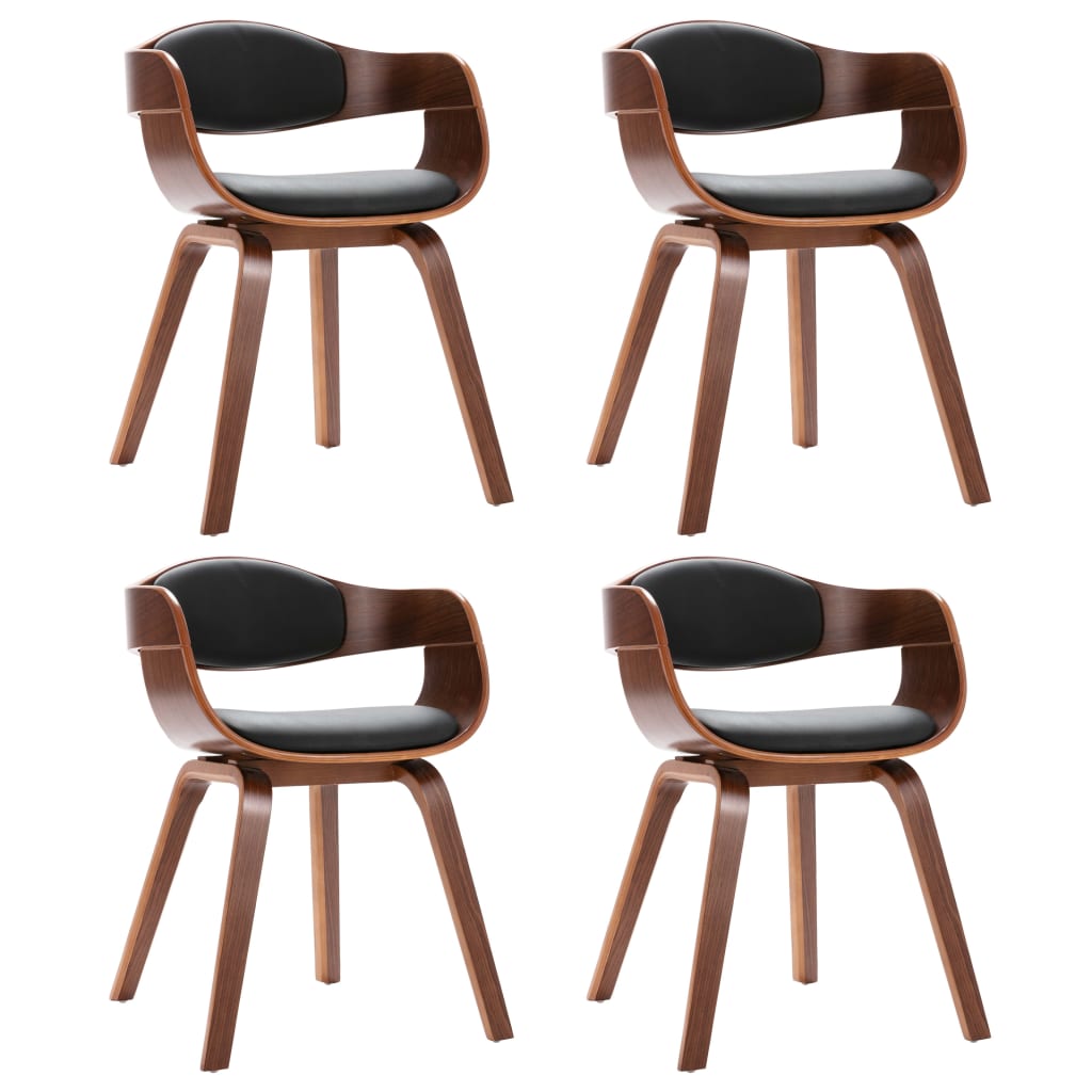 spisebordsstole 4 stk. bøjet træ og kunstlæder brun