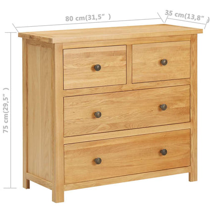 kommode 80x35x75 cm massivt egetræ