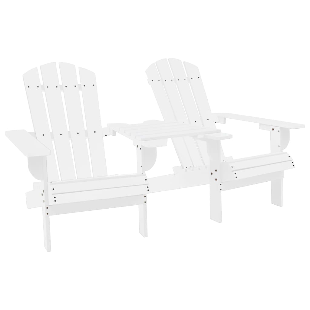 Adirondack-havestole med bord massivt grantr hvid
