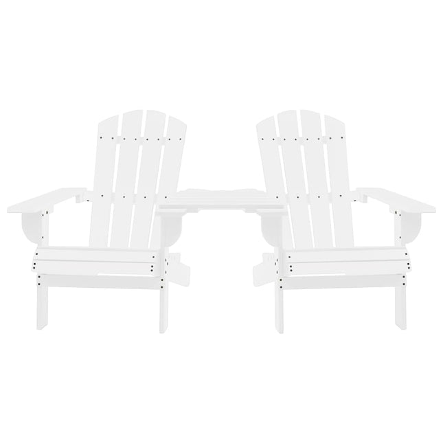 Adirondack-havestole med bord massivt grantræ hvid