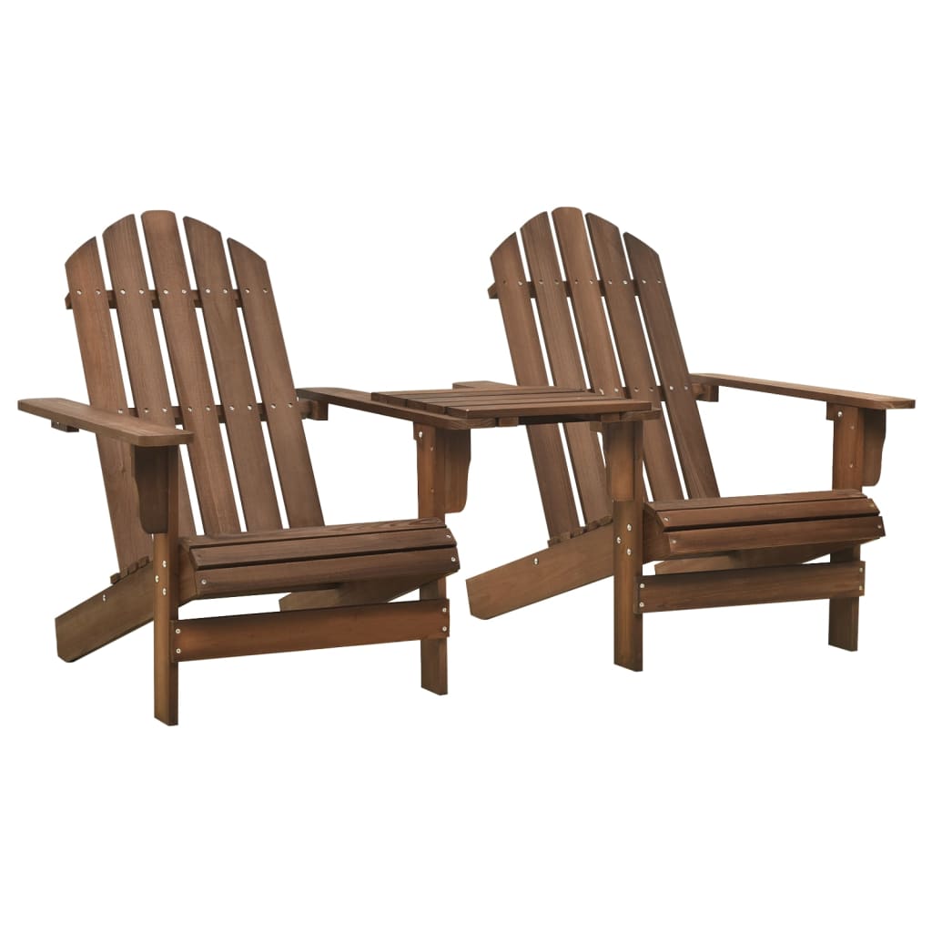 Adirondack-havestole med bord massivt grantr brun