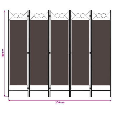 5-panels rumdeler 200x180 cm brun