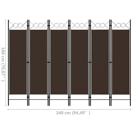 6-panels rumdeler 240x180 cm brun