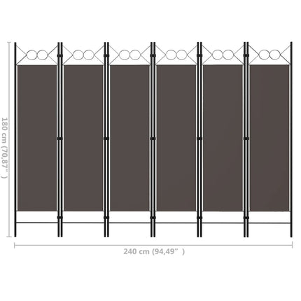 6-panels rumdeler 240 x 180 cm antracitgrå