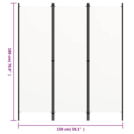 3-panels rumdeler 150 x 180 cm hvid