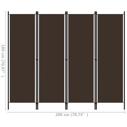 4-panels rumdeler 200 x 180 cm brun