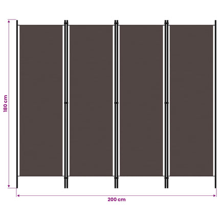 4-panels rumdeler 200 x 180 cm brun