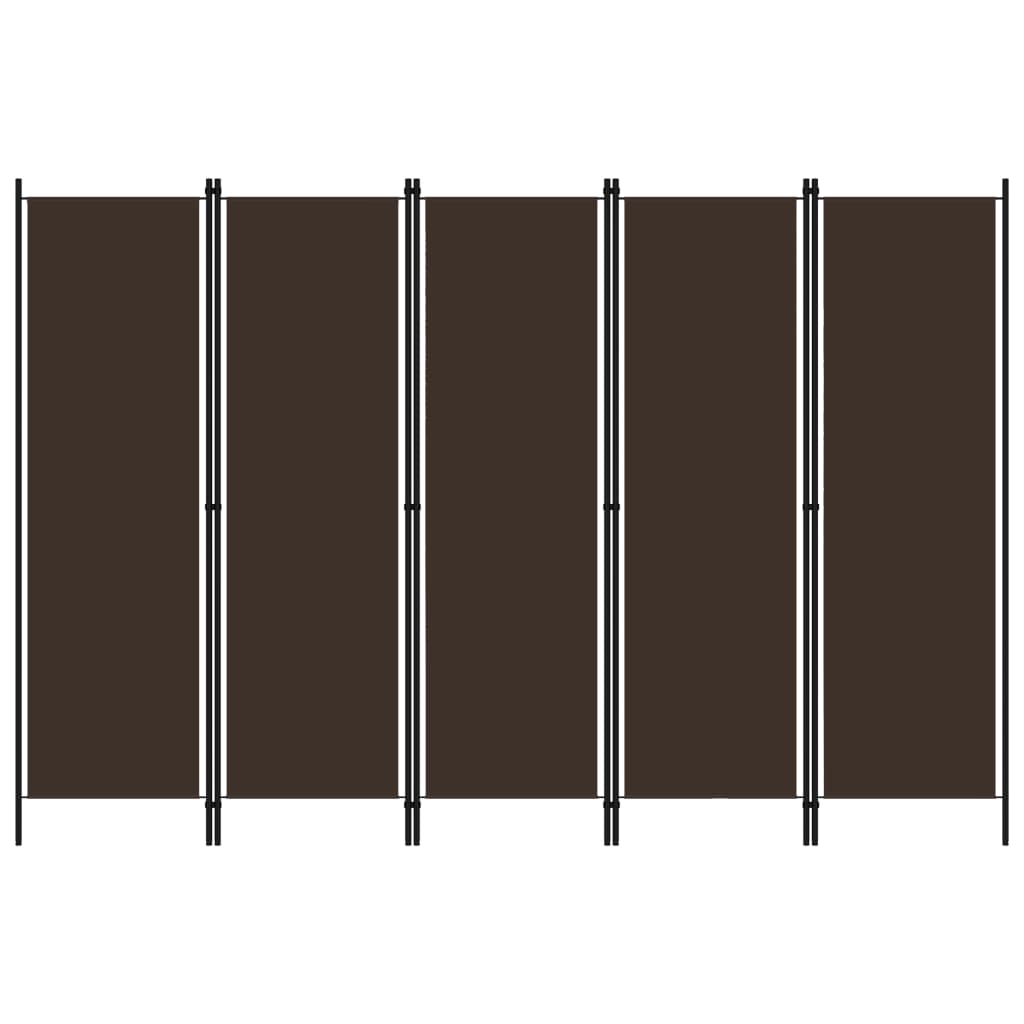 5-panels rumdeler 250 x 180 cm brun billede