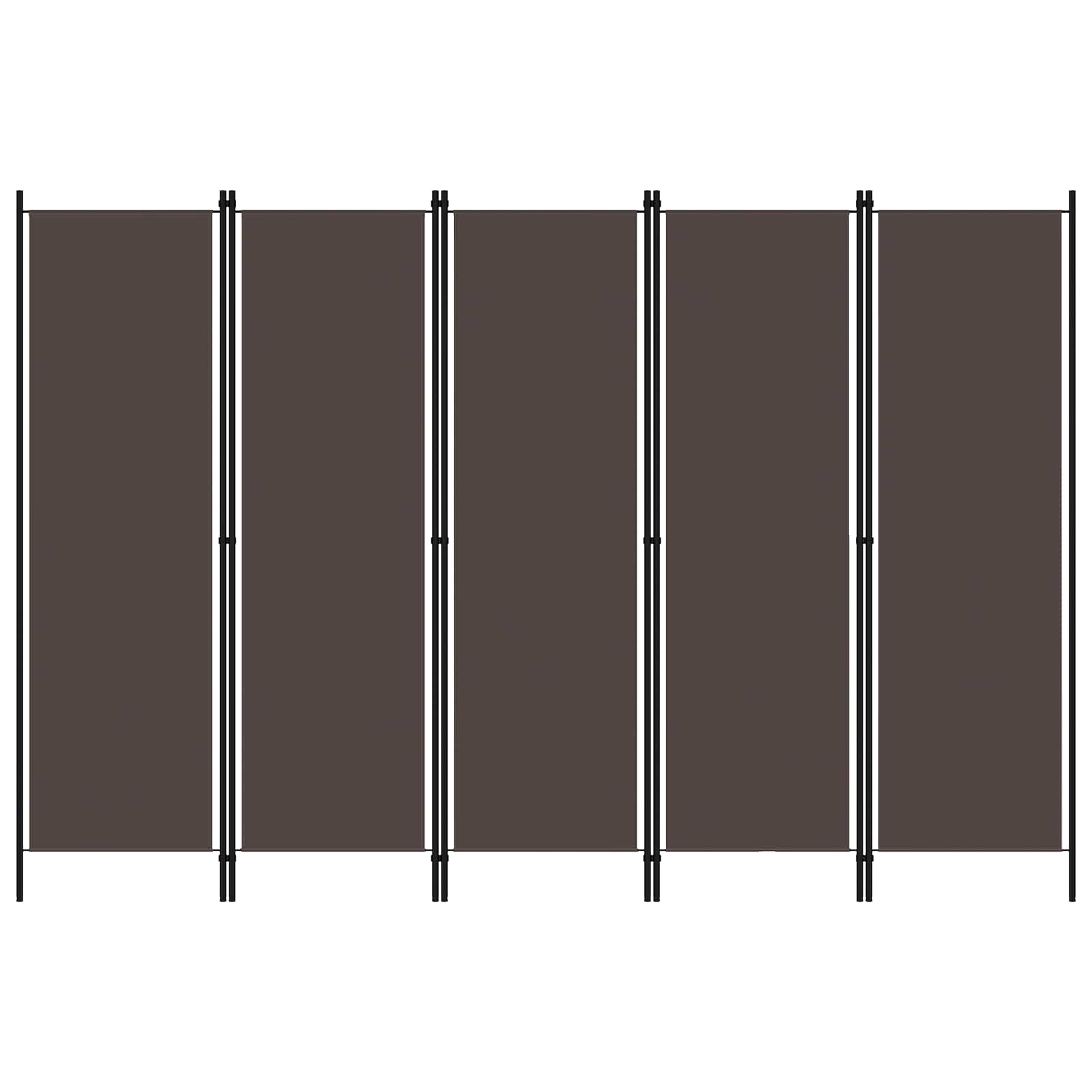 5-panels rumdeler - 250 × 180 cm, brun foldeskærm