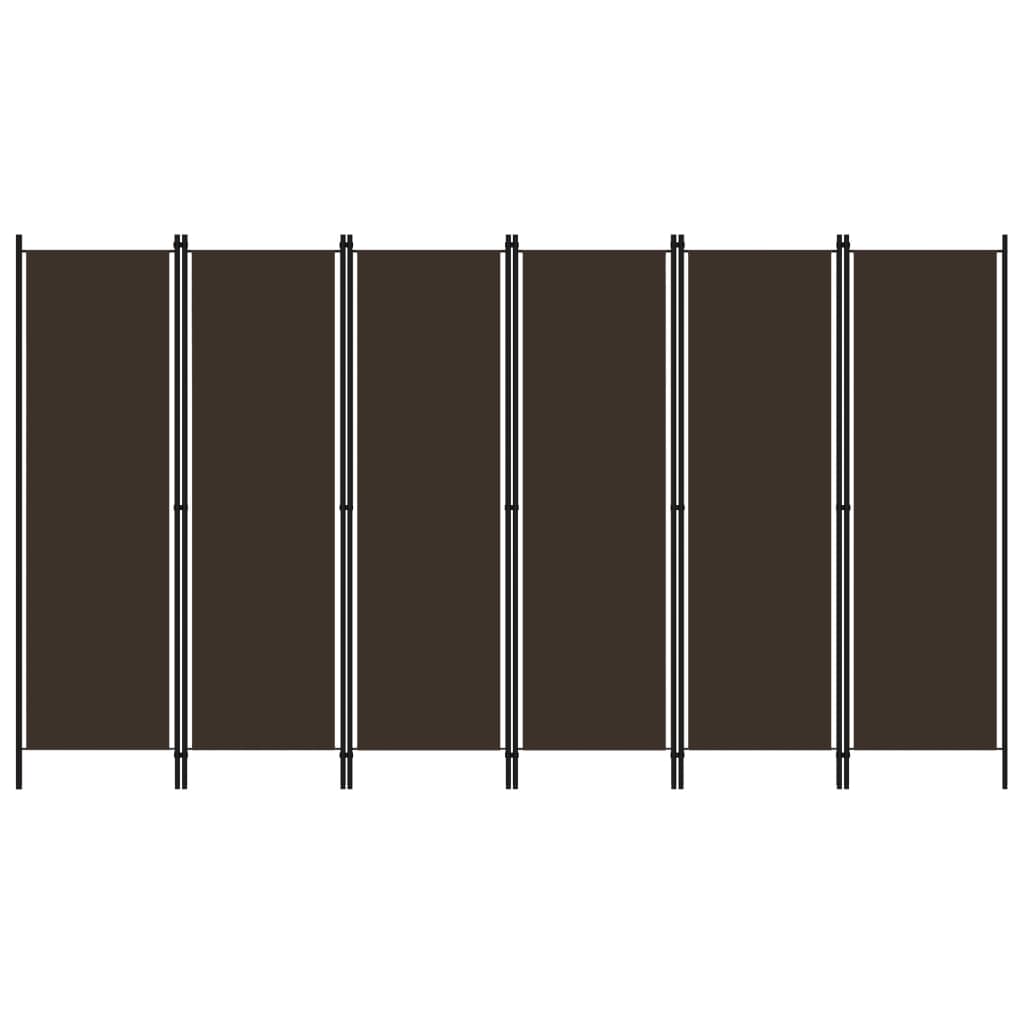 6-panels rumdeler 300 x 180 cm brun billede