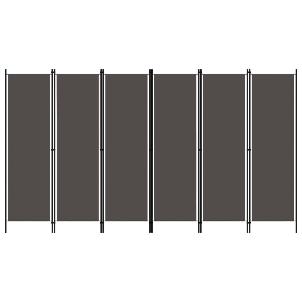 6-panels rumdeler 300 x 180 cm antracitgrå billede