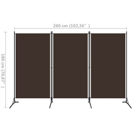 3-panels rumdeler 260 x 180 cm brun