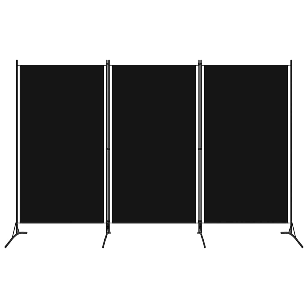 3-panels rumdeler 260 × 180 cm - sort foldeskærm