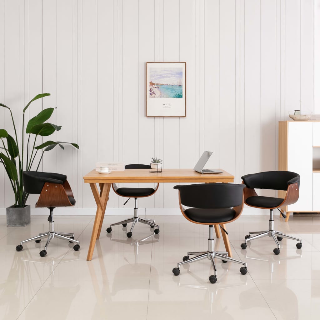 drejelige spisebordsstole 4 stk. kunstlæder sort