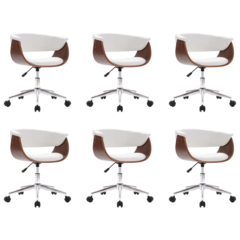 drejelige spisebordsstole 6 stk. kunstlæder hvid