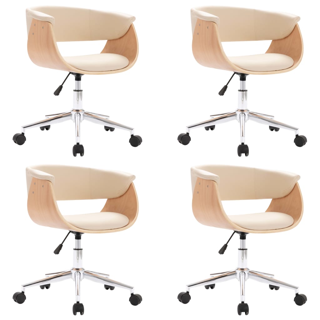 drejelige spisebordsstole 4 stk. kunstlæder cremefarvet