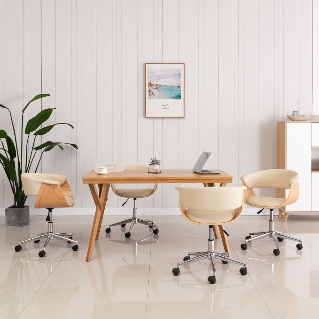 drejelige spisebordsstole 4 stk. kunstlæder cremefarvet