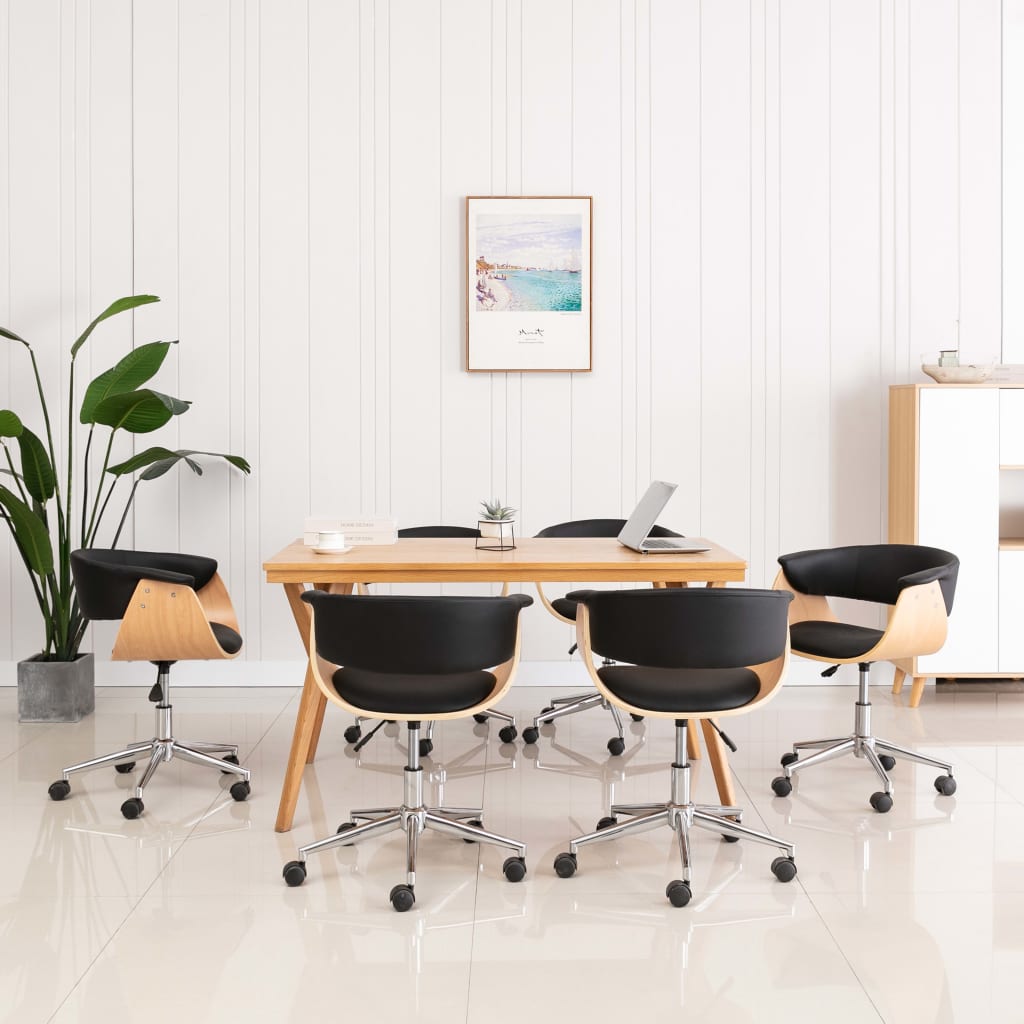 drejelige spisebordsstole 6 stk. kunstlæder sort