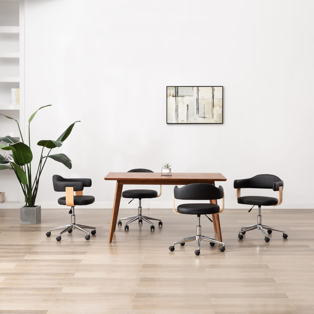 drejelige spisebordsstole 4 stk. kunstlæder sort