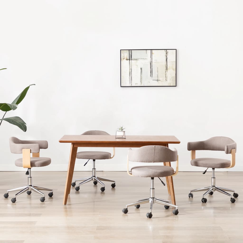 drejelige spisebordsstole 4 stk. bøjet træ og stof gråbrun