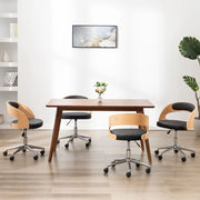 drejelige spisebordsstole 4 stk. bøjet træ og kunstlæder sort