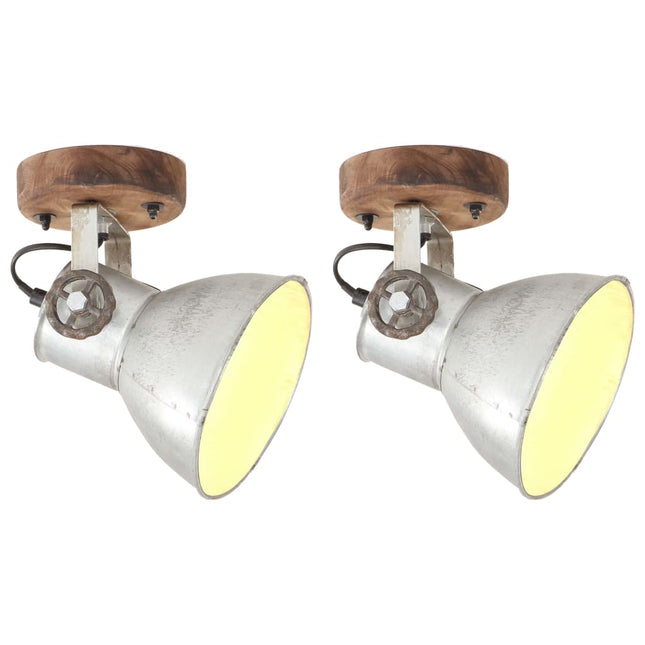 industrielle væg-/loftlamper 2 stk. 20x25 cm E27 sølvfarvet