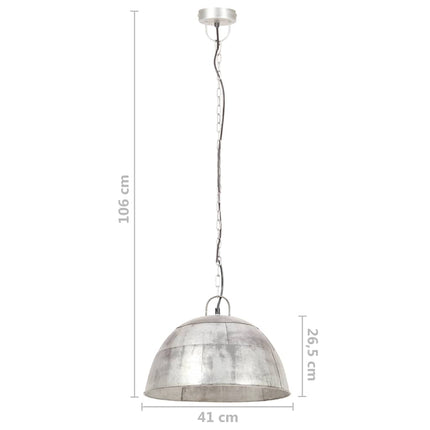 industriel vintage hængelampe 25 W rund 41 cm E27 sølvfarvet