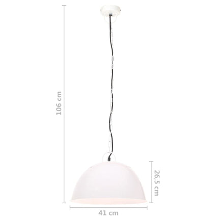 industriel vintage hængelampe 25 W rund 41 cm E27 hvid