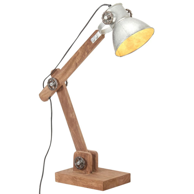 industriel skrivebordslampe 58x18x90 cm E27 rund sølvfarvet