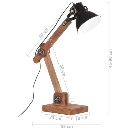 industriel skrivebordslampe 58x18x90 cm E27 rund mat sort