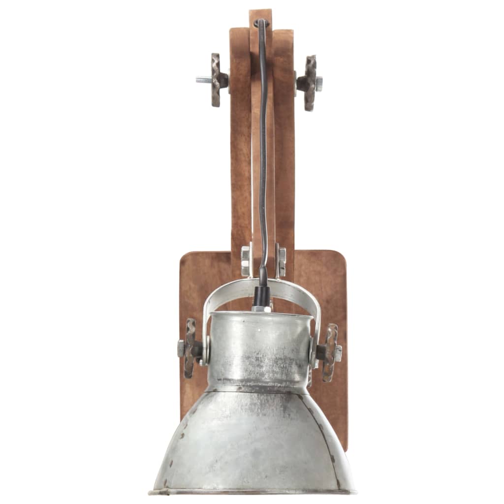 væglampe industriel stil rund E27 sølvfarvet